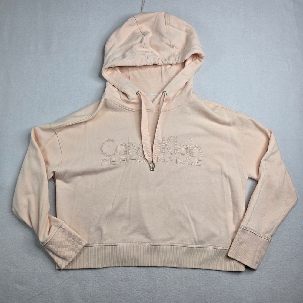 Calvin Klein Performance Peach Cropped Hoodie Sweatshirt Women's XL